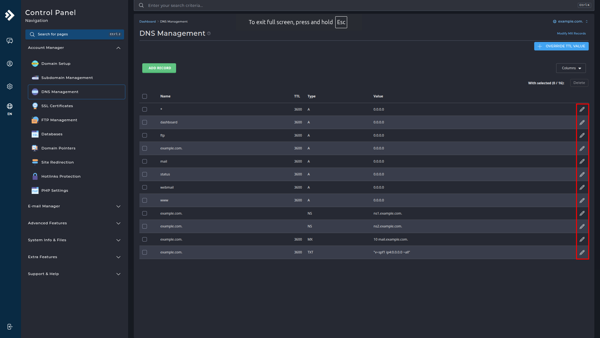 Overzicht van DNS-records
