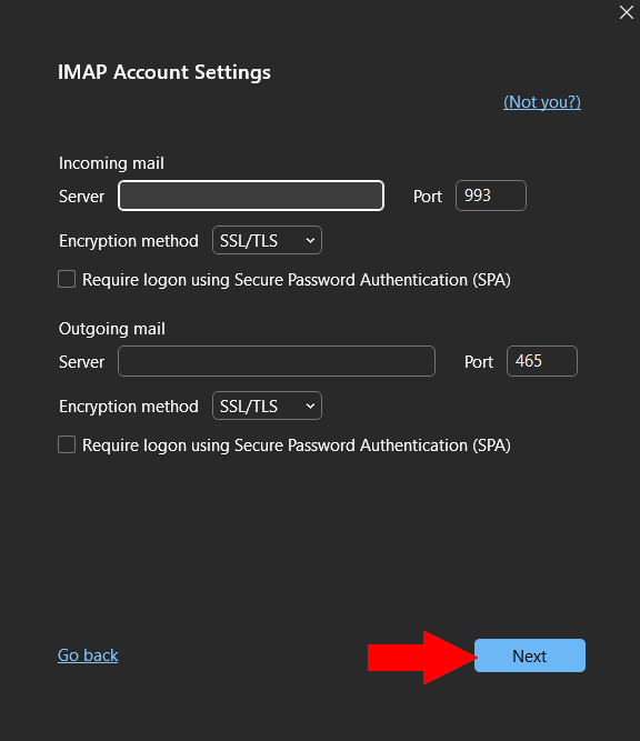 IMAP account settings