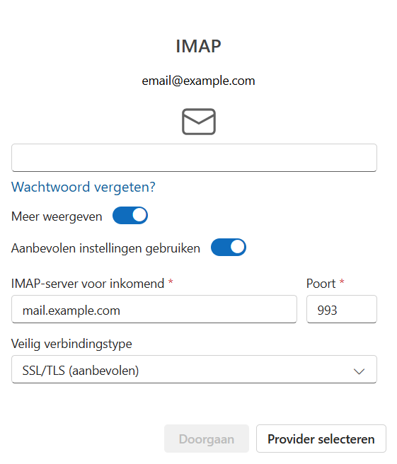 Outlook servergegevens